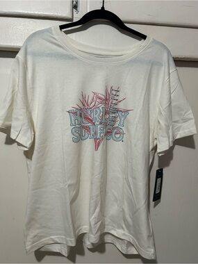 Hurley Cream Short Sleeve Tee with Pink & Blue Graphic